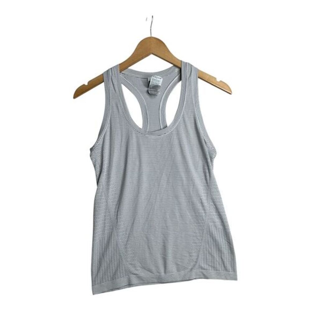 Athleta Striped Athletic Tank Top size Small White